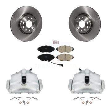 Front Disc Brake Caliper Rotors And Ceramic Pads Kit For 2017 Volkswagen CC FWD 4 Motion KC8-100394N
