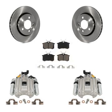 Rear Disc Brake Caliper Rotors And Ceramic Pads Kit For Volkswagen Jetta Golf KC8-100395C