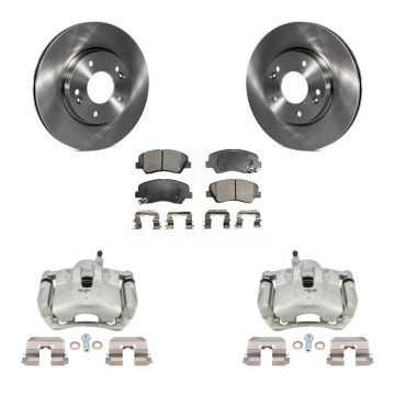 Front Brake Caliper Rotor Ceramic Pad Kit For Hyundai Elantra GT Kia Forte Veloster Koup KC8-100396T