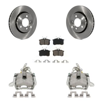 Rear Disc Brake Caliper Rotors And Ceramic Pads Kit For 2005 Volkswagen Jetta 2.5L KC8-100399C