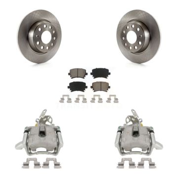 Rear Disc Brake Caliper Rotor & Ceramic Pad Kit For Volkswagen Jetta GTI Audi A3 Quattro KC8-100400C