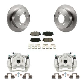 Rear Disc Brake Caliper Rotors & Semi-Metallic Pad Kit For 2009-2010 Hyundai Sonata 2.4L KC8-100403S