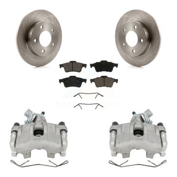 Rear Disc Brake Caliper Rotors And Ceramic Pads Kit For 2004-2005 Mazda 3 2.0L KC8-100410C