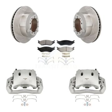 Rear Brake Caliper Rotor Semi-Metallic Pad Kit For Ford F-450 Super Duty F-550 LCF CF500 KC8-100413P