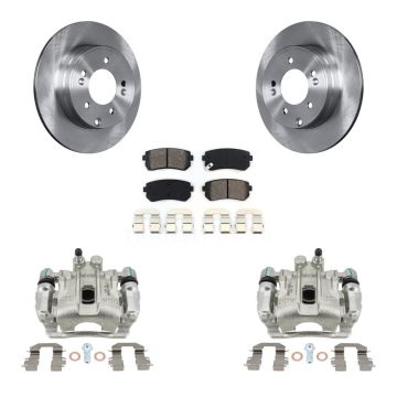 Rear Brake Caliper Rotor & Semi-Metallic Pad Kit For 2015-2016 Hyundai Sonata GAS engine KC8-100414S