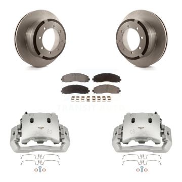 Rear Disc Brake Caliper Rotors And Semi-Metallic Pads Kit For Ford F-450 Super Duty KC8-100415P