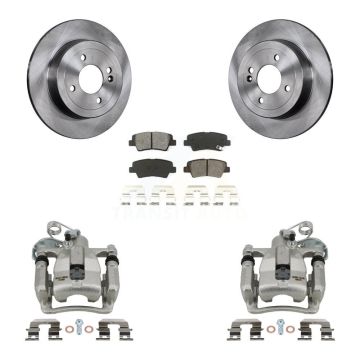 Rear Disc Brake Caliper Rotors And Semi-Metallic Pads Kit For 2012-2016 Hyundai Accent KC8-100416S