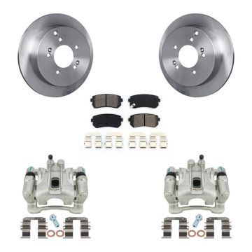 Rear Disc Brake Caliper Rotors Semi-Metallic Pad Kit For Hyundai Tucson Kia Sportage AWD KC8-100421S
