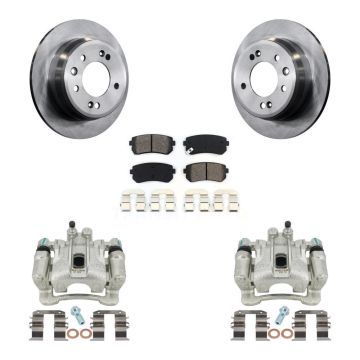 Rear Disc Brake Caliper Rotors Semi-Metallic Pad Kit For Hyundai Tucson Kia Sportage FWD KC8-100422S