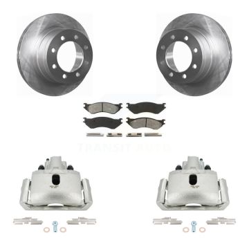 Rear Disc Brake Caliper Rotor Semi-Metallic Pad Kit For Dodge Ram 1500 With 8 Lug Wheels KC8-100426S