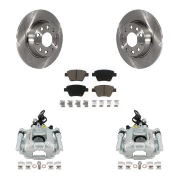 Rear Brake Caliper Rotor & Ceramic Pad Kit For Volkswagen Jetta Golf Passat Audi GTI Eos KC8-100431C