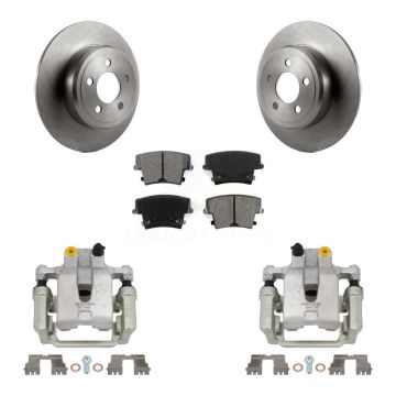 Rear Brake Caliper Rotor Semi-Metallic Pad Kit For Dodge Chrysler 300 Charger Challenger KC8-100431S