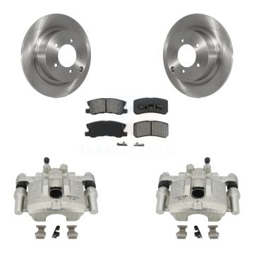 Rear Disc Brake Caliper Rotors Semi-Metallic Pad Kit For Mitsubishi Lancer Dodge Caliber KC8-100438S