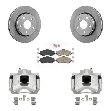 Front Disc Brake Caliper Rotors And Ceramic Pads Kit For Jeep Wrangler KC8-100442N