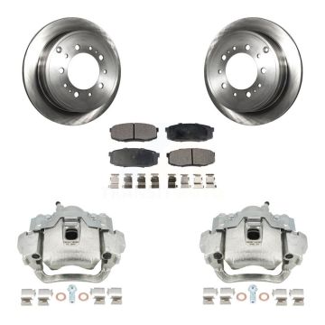 Rear Disc Brake Caliper Rotors Semi-Metallic Pad Kit For Lexus LX570 Toyota Land Cruiser KC8-100443P