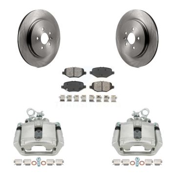 Rear Disc Brake Caliper Rotor Semi-Metallic Pad Kit For Ford Explorer Flex Taurus Police KC8-100451S