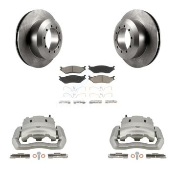 Rear Brake Caliper Rotor Ceramic Pad Kit For Ford E-550 Super Duty F-450 F-550 Econoline KC8-100452C