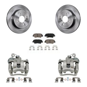 Rear Disc Brake Caliper Rotors And Ceramic Pads Kit For 2012-2016 Hyundai Accent KC8-100453C