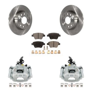 Rear Disc Brake Caliper Rotors And Semi-Metallic Pads Kit For Volkswagen Jetta KC8-100455P