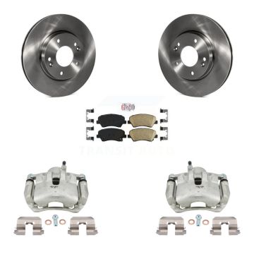 Front Brake Caliper Rotor Ceramic Pad Kit For Hyundai Elantra GT Kia Forte Veloster Koup KC8-100466N