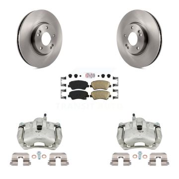 Front Brake Caliper Rotors Ceramic Pad Kit For 2014 Kia Forte SX With 15" Factory Wheels KC8-100467N