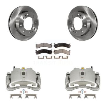 Front Brake Caliper Rotors Ceramic Pad Kit For GMC Chevrolet Sierra 2500 HD Silverado H2 KC8-100467T