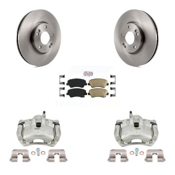 Front Brake Caliper Rotors Ceramic Pad Kit For 2014 Kia Forte SX With 15" Factory Wheels KC8-100468N