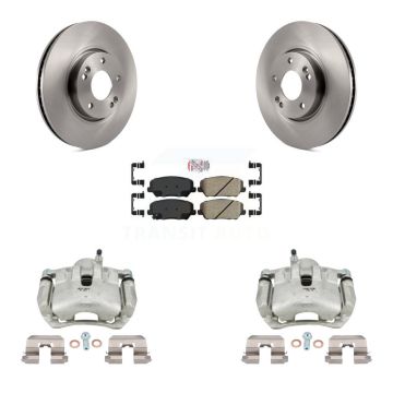 Front Brake Caliper Rotor Ceramic Pad Kit For 14 Kia Forte SX Without 15" Factory Wheels KC8-100470N