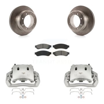 Rear Disc Brake Caliper Rotors And Semi-Metallic Pads Kit For Ford F-450 Super Duty KC8-100471S