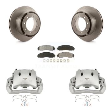 Rear Disc Brake Caliper Rotors And Semi-Metallic Pads Kit For Ford F-450 Super Duty KC8-100473S