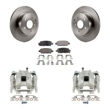 Rear Brake Caliper Rotors Semi-Metallic Pad Kit For INFINITI G37 QX50 Nissan 370Z EX37 Z KC8-100481P