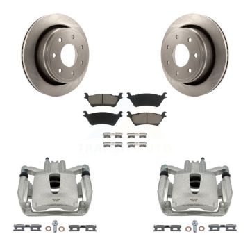 Rear Disc Brake Caliper Rotor Ceramic Pad Kit For 2012-2014 Ford F-150 With 7 Lug Wheels KC8-100483C