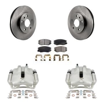 Front Brake Caliper Rotor Ceramic Pad Kit For 11 Buick Regal 2.0L With Solid Rear Rotors KC8-100483T