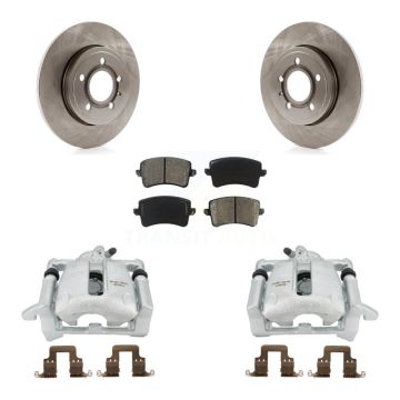 Rear Disc Brake Caliper Rotor Semi-Metallic Pad Kit For 2009 Audi A4 Quattro Sedan/Wagon KC8-100498S