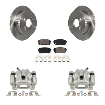Rear Brake Caliper Rotor Semi-Metallic Pad Kit For 2006-2007 Hyundai Accent Kia Rio5 Rio KC8-100503S