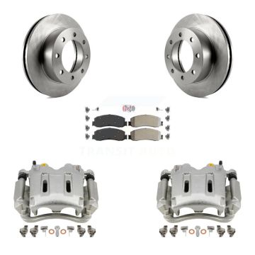 Front Disc Brake Caliper Rotor Semi-Metallic Pad Kit For Ford F-350 Super Duty F-250 4WD KC8-100507N