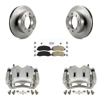 Front Disc Brake Caliper Rotor Semi-Metallic Pad Kit For Ford F-250 Super Duty F-350 4WD KC8-100508N