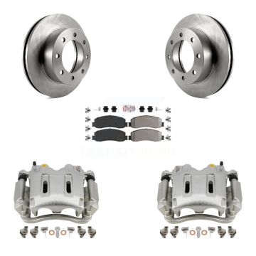 Front Disc Brake Caliper Rotor Semi-Metallic Pad Kit For Ford F-350 Super Duty F-250 4WD KC8-100510N