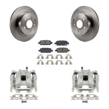 Rear Brake Caliper Rotors Semi-Metallic Pad Kit For INFINITI G37 QX50 Nissan 370Z EX37 Z KC8-100510S