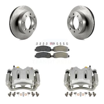 Front Disc Brake Caliper Rotor And Semi-Metallic Pad Kit For Ford F-250 Super Duty F-350 KC8-100511N