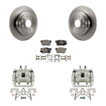 Rear Disc Brake Caliper Rotor Semi-Metallic Pad Kit For 2010-2011 Honda Accord Crosstour KC8-100520P