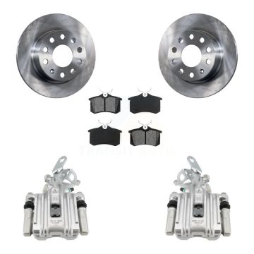 Rear Disc Brake Caliper Rotors Semi-Metallic Pad Kit For Volkswagen Jetta Beetle Audi A3 KC8-100520S