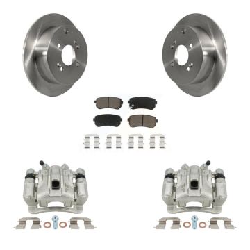 Rear Disc Brake Caliper Rotors Ceramic Pad Kit For 2006-2007 Hyundai Accent Kia Rio5 Rio KC8-100521C