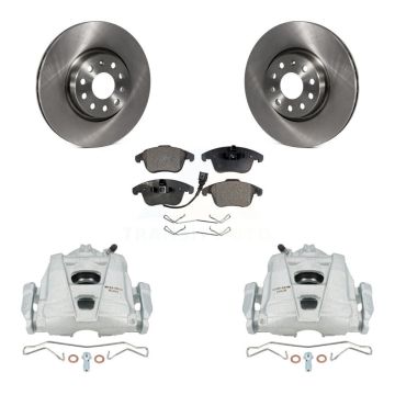 Front Brake Caliper Rotor & Ceramic Pad Kit For Volkswagen Tiguan Passat Audi Q3 Quattro KC8-100528T