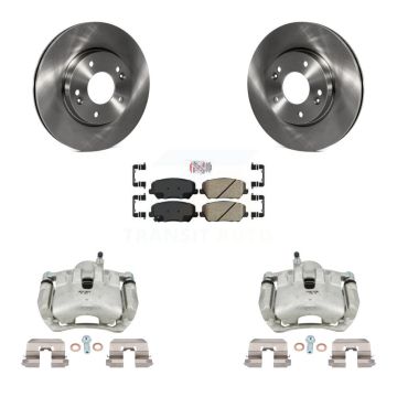 Front Brake Caliper Rotor Ceramic Pad Kit For 14 Kia Forte LX Without 15" Factory Wheels KC8-100530N