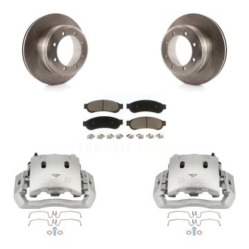 Rear Brake Caliper Rotor And Ceramic Pad Kit For Ford F-450 Super Duty With 8 Lug Wheels KC8-100532C