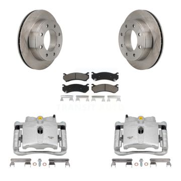 Rear Brake Caliper Rotor & Ceramic Pad Kit For Chevrolet GMC Sierra 2500 HD Silverado H2 KC8-100535C