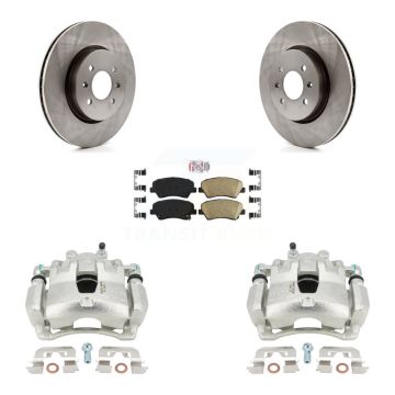 Front Brake Caliper Rotor Ceramic Pad Kit For 2017 Kia Rio LX EX With 14" Factory Wheels KC8-100537N