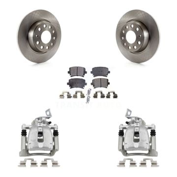 Rear Disc Brake Caliper Rotors And Semi-Metallic Pad Kit For 2008 Volkswagen Passat 2.0L KC8-100541P