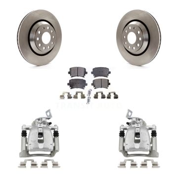 Rear Disc Brake Caliper Rotors And Semi-Metallic Pads Kit For 2009 Volkswagen Passat CC KC8-100542P